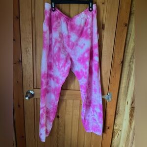 Unisex pink tie dye sweatpants